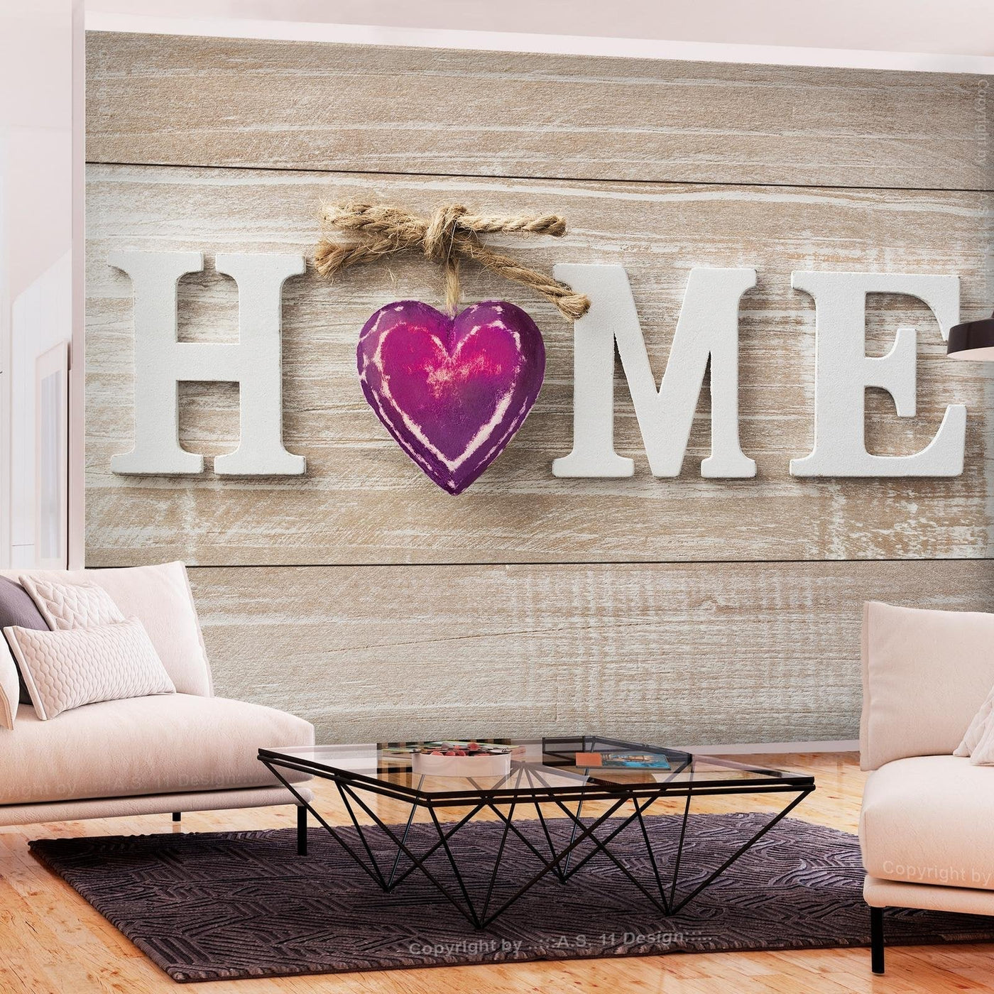 Peel and stick wall mural - Home Heart (Violet)-TipTopHomeDecor