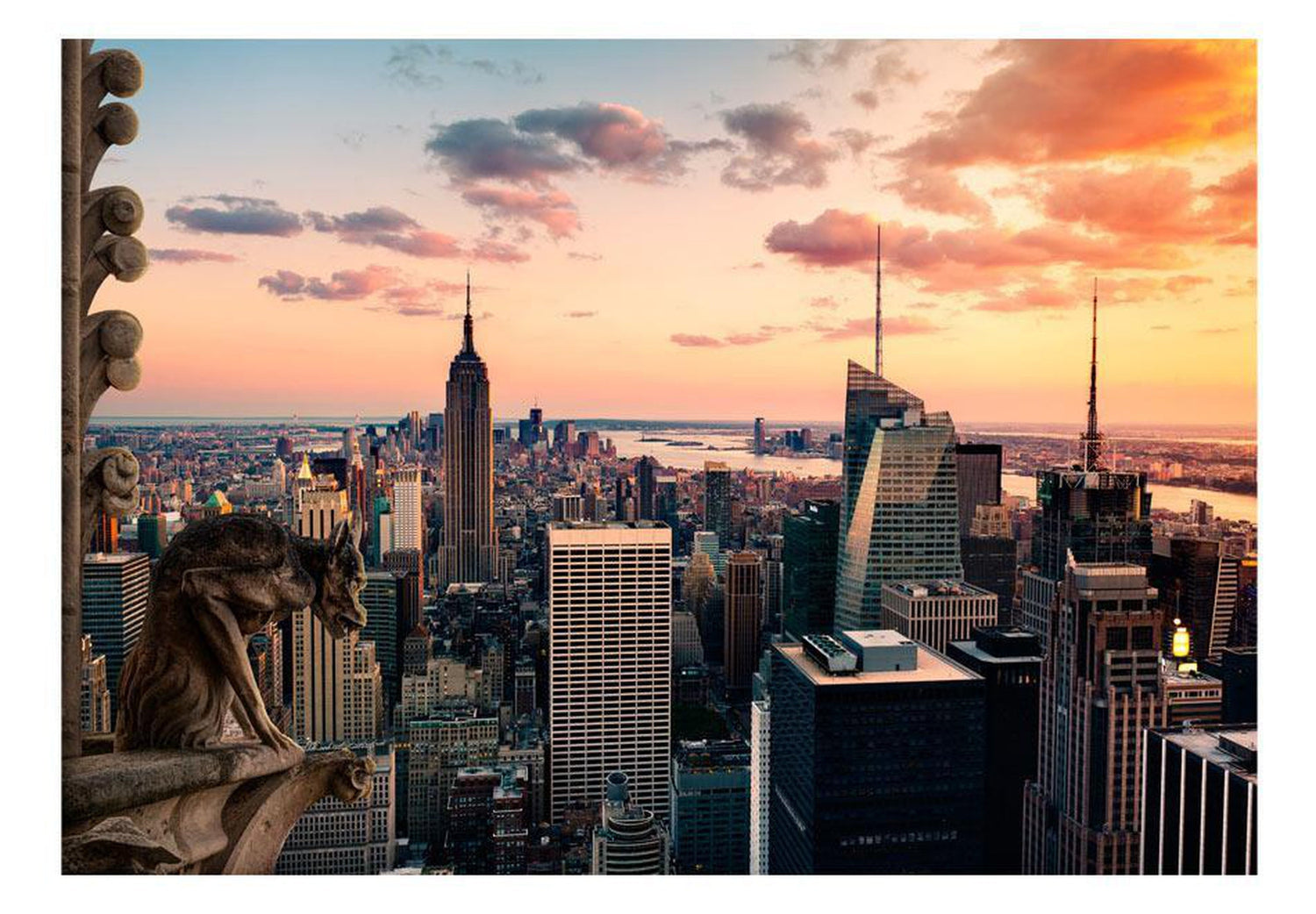 Peel and stick wall mural - New York: The skyscrapers and sunset-TipTopHomeDecor