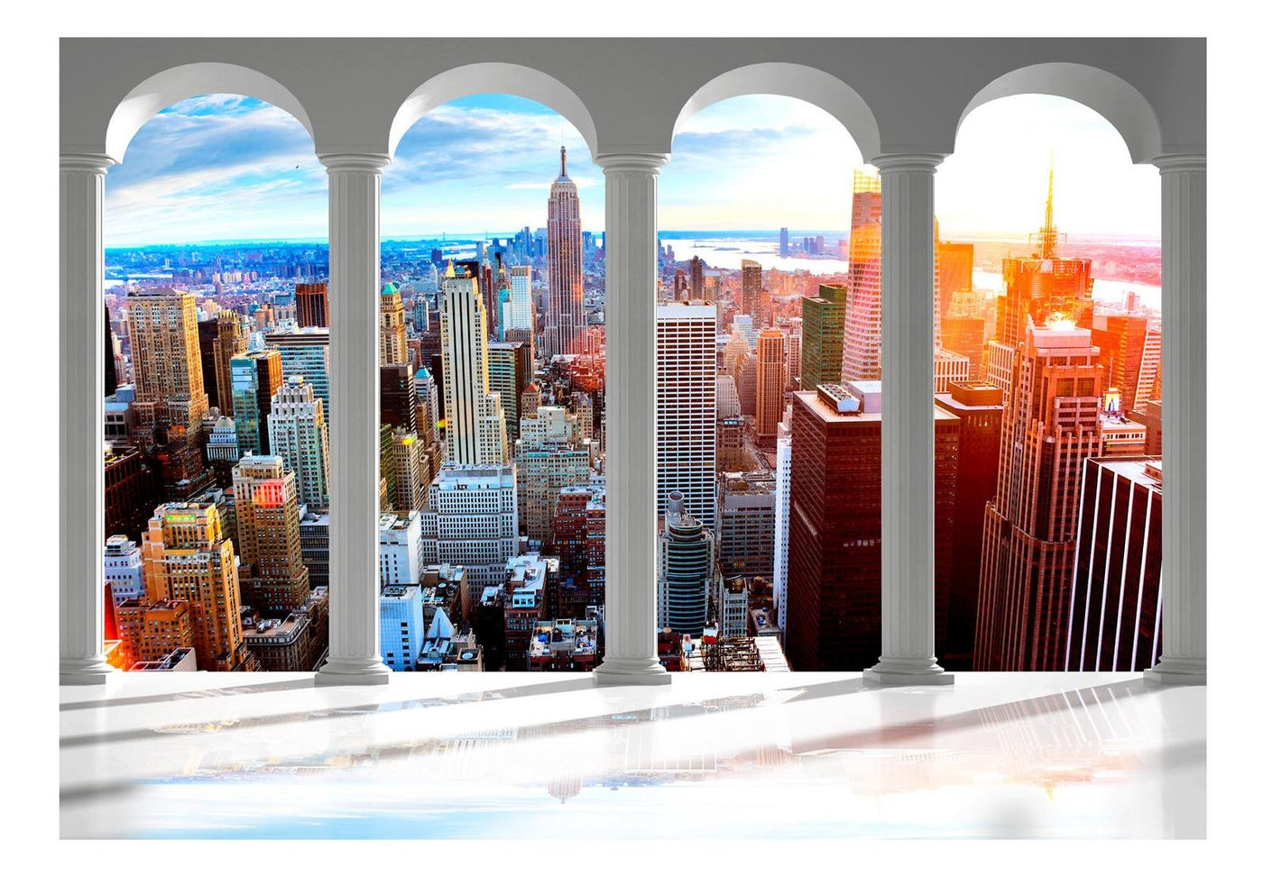 Peel and stick wall mural - Pillars and New York-TipTopHomeDecor