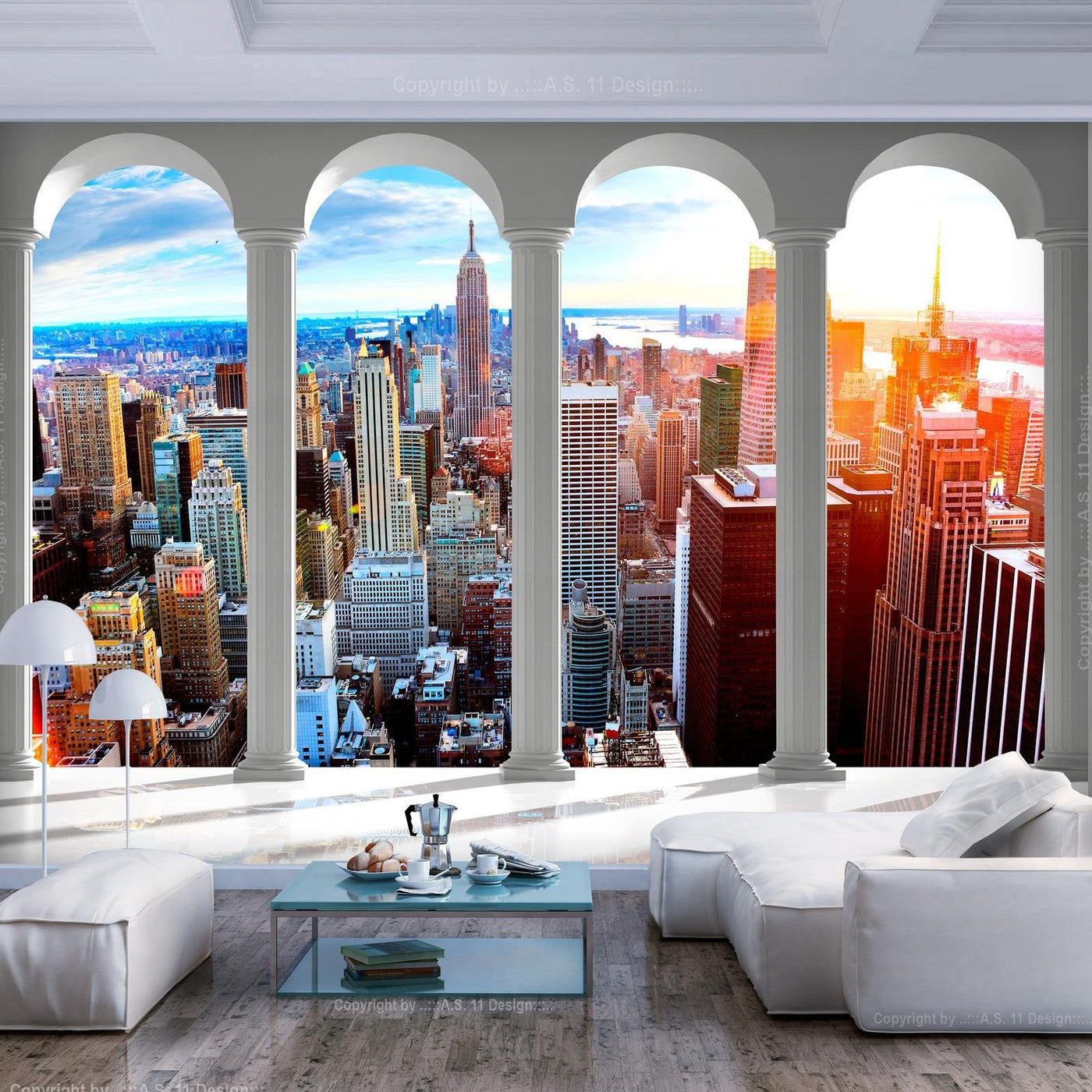Peel and stick wall mural - Pillars and New York-TipTopHomeDecor