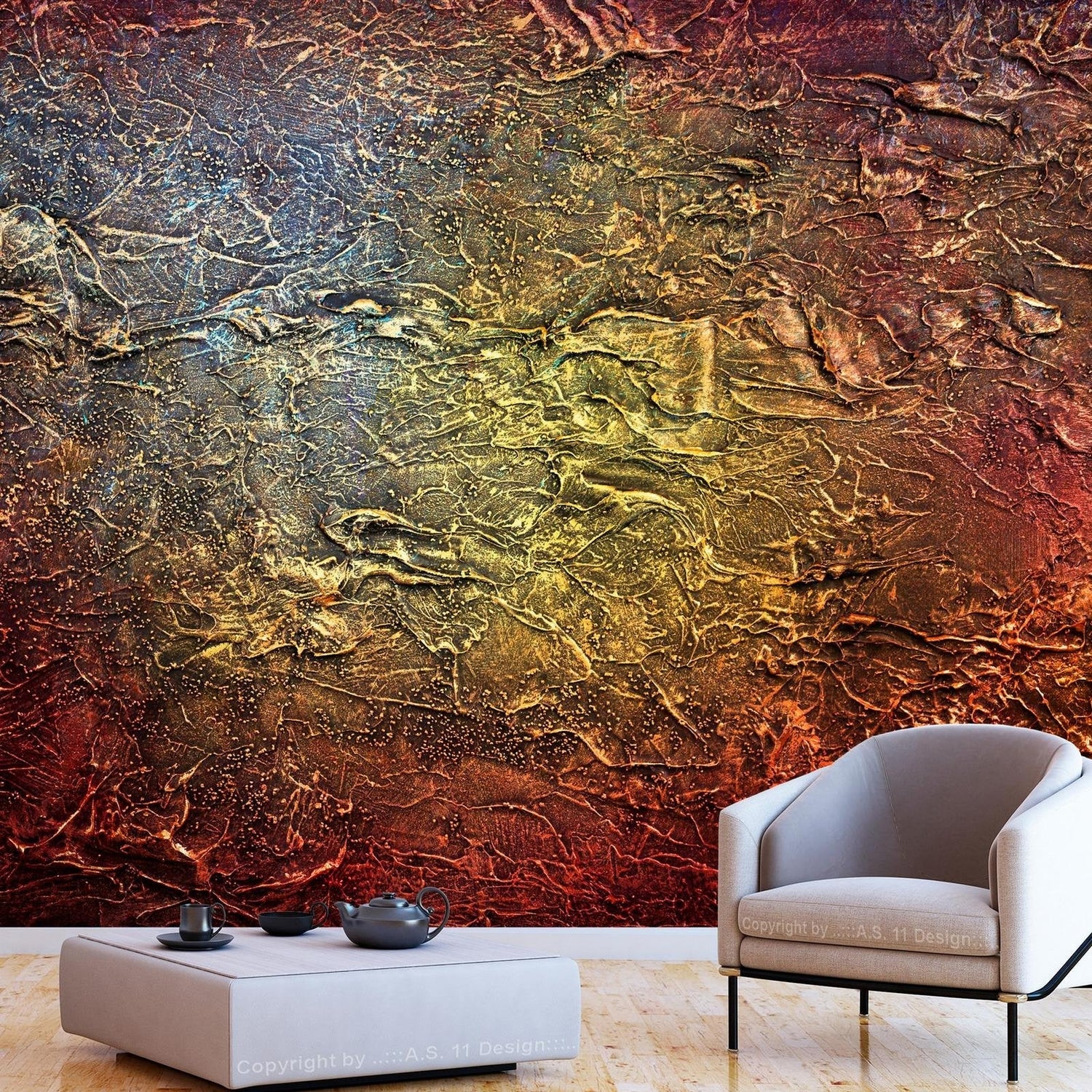 Peel and stick wall mural - Red Gold-TipTopHomeDecor