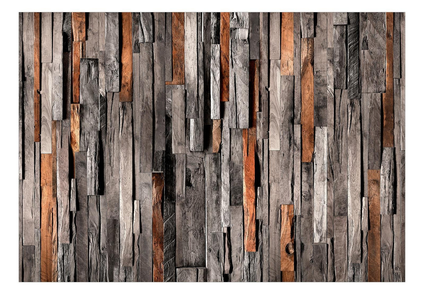 Peel and stick wall mural - Wooden Curtain (Grey and Brown)-TipTopHomeDecor