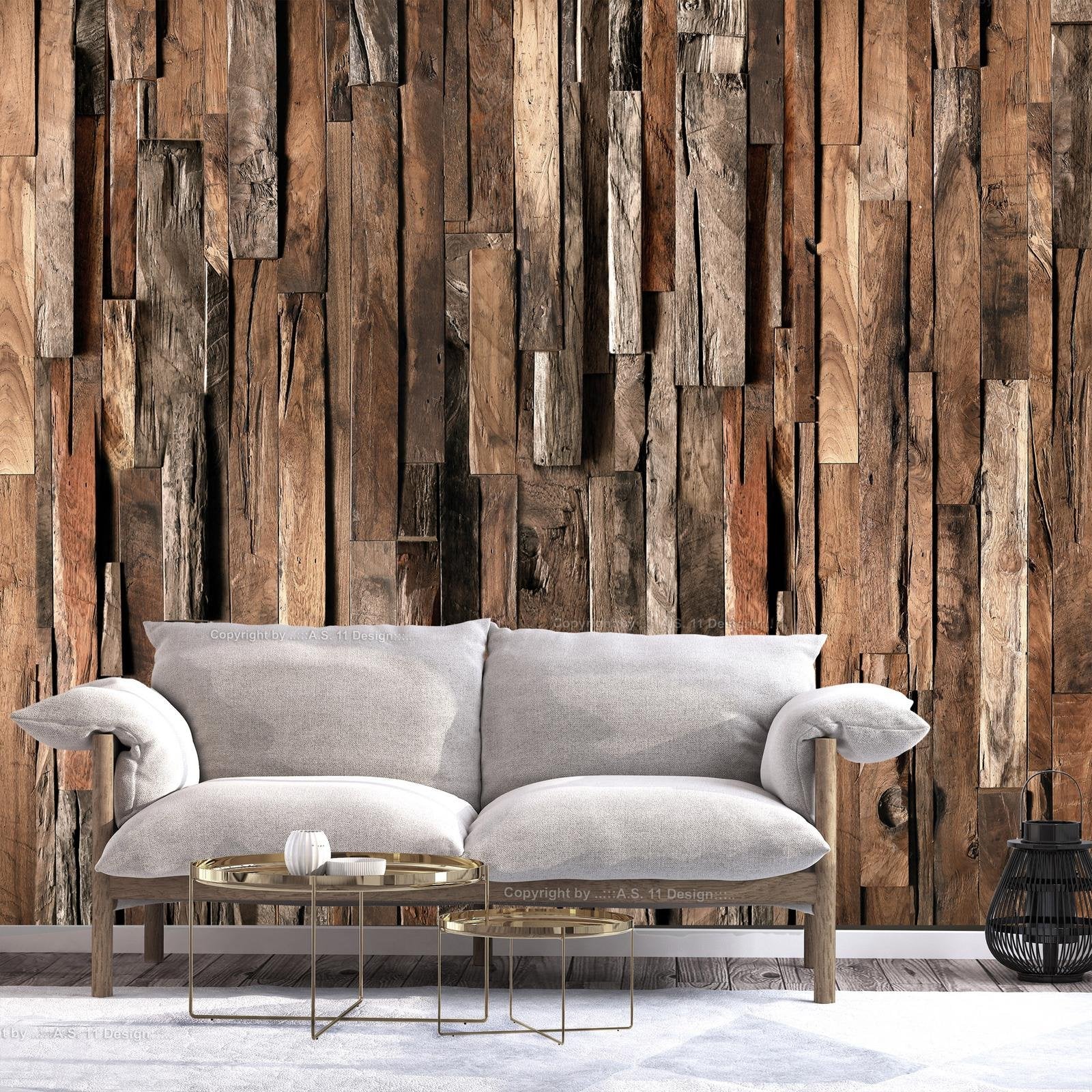 Peel and stick wall mural - Wooden Curtain (Brown)-TipTopHomeDecor