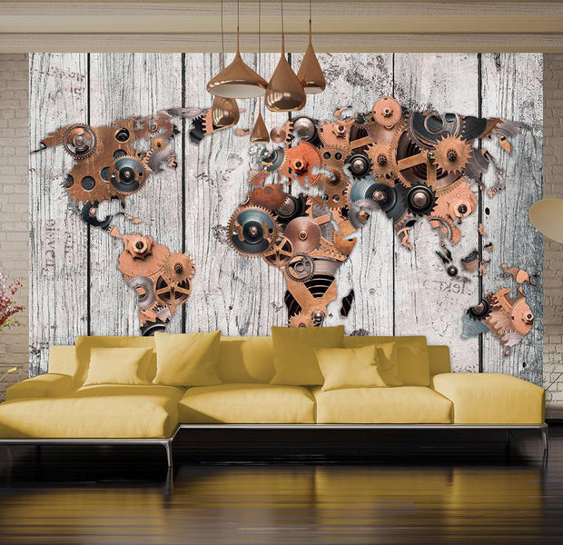 Peel and stick wall mural - Mechanism of World-TipTopHomeDecor