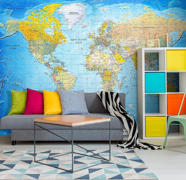 Peel and stick wall mural - World Classic Map-TipTopHomeDecor