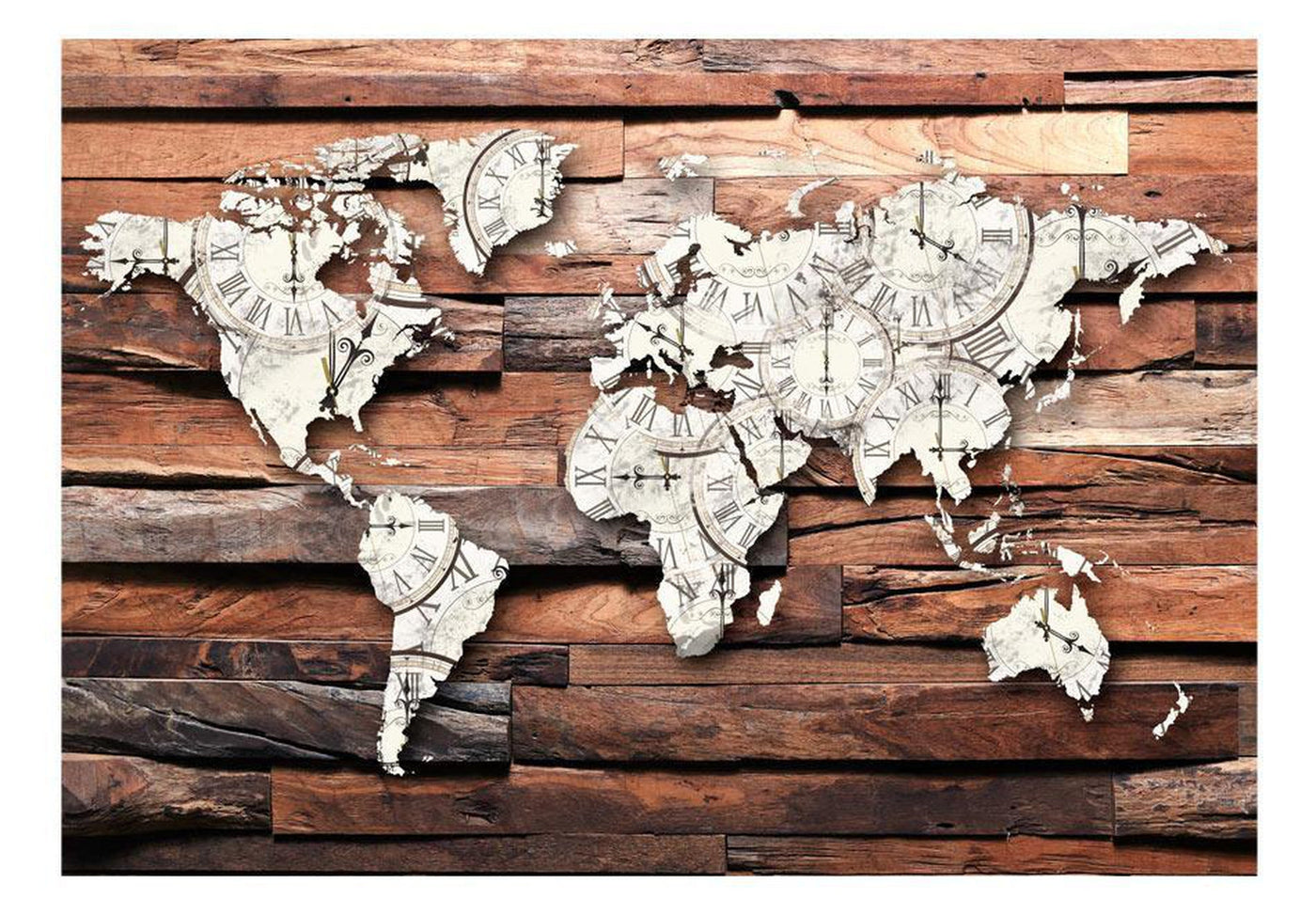 Peel and stick wall mural - Map On Wood-TipTopHomeDecor