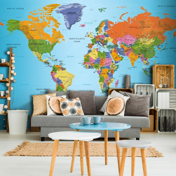 Wall Decal World Map Interactive Map Wall Sticker Room