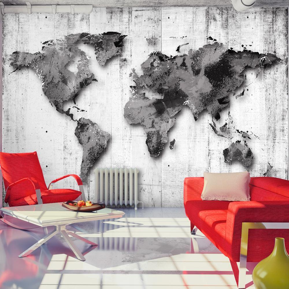 Vivyet Peel and Stick Wall Mural - World in Shades of Gray 38.6x27.6