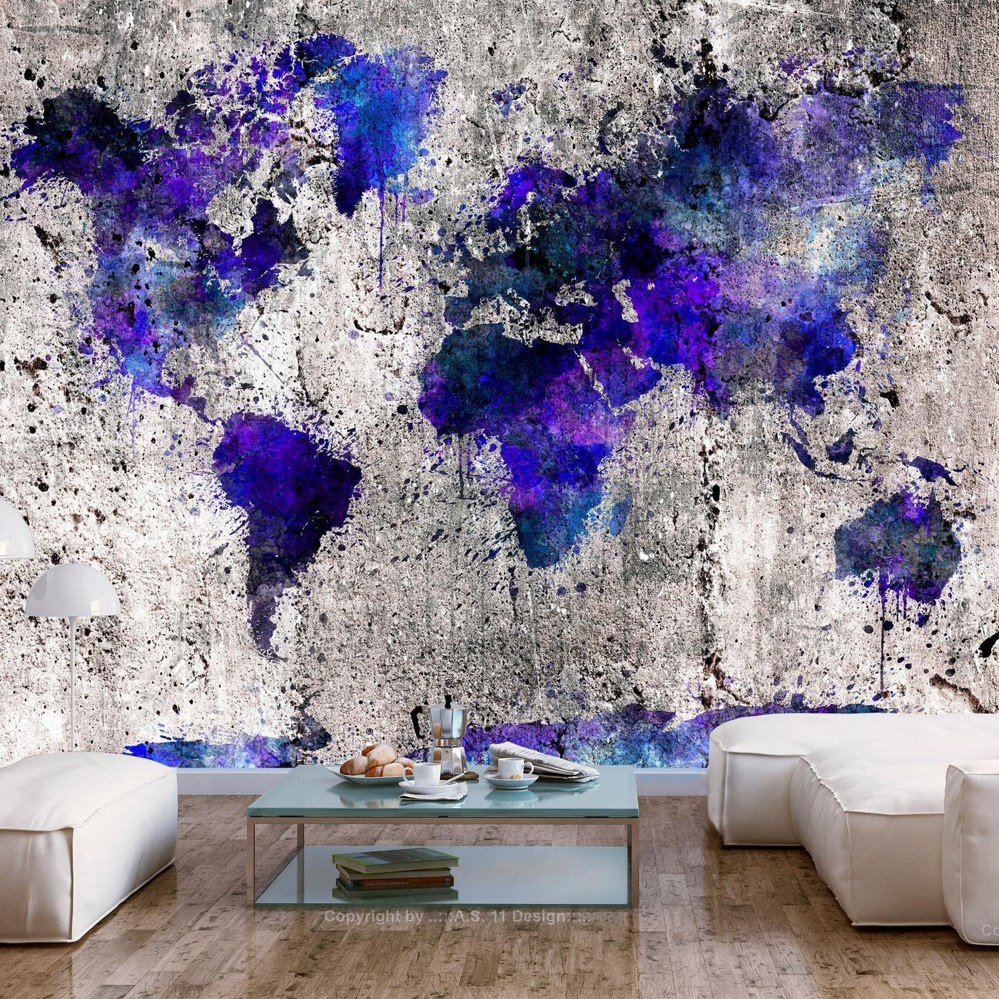 Peel and stick wall mural - World Map: Ink Blots-TipTopHomeDecor