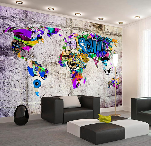 Peel and stick wall mural - Across Colorful World-TipTopHomeDecor