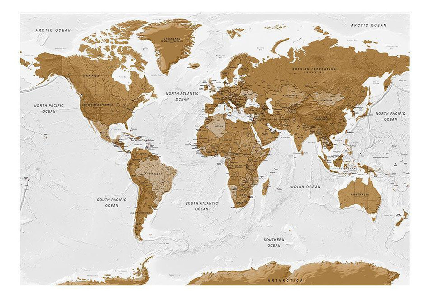 Peel and stick wall mural - World Map: White Oceans-TipTopHomeDecor