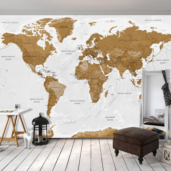 Tiptophomedecor Peel and Stick World Map Wallpaper Wall Mural - World Map  Chalkboard Style - Removable Wall Decals 