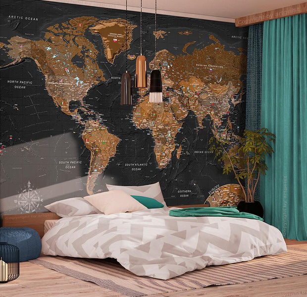Peel and stick wall mural - World: Stylish Map-TipTopHomeDecor