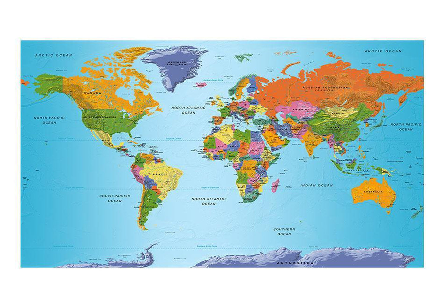Peel and stick wall mural - World Map: Colourful Geography II-TipTopHomeDecor