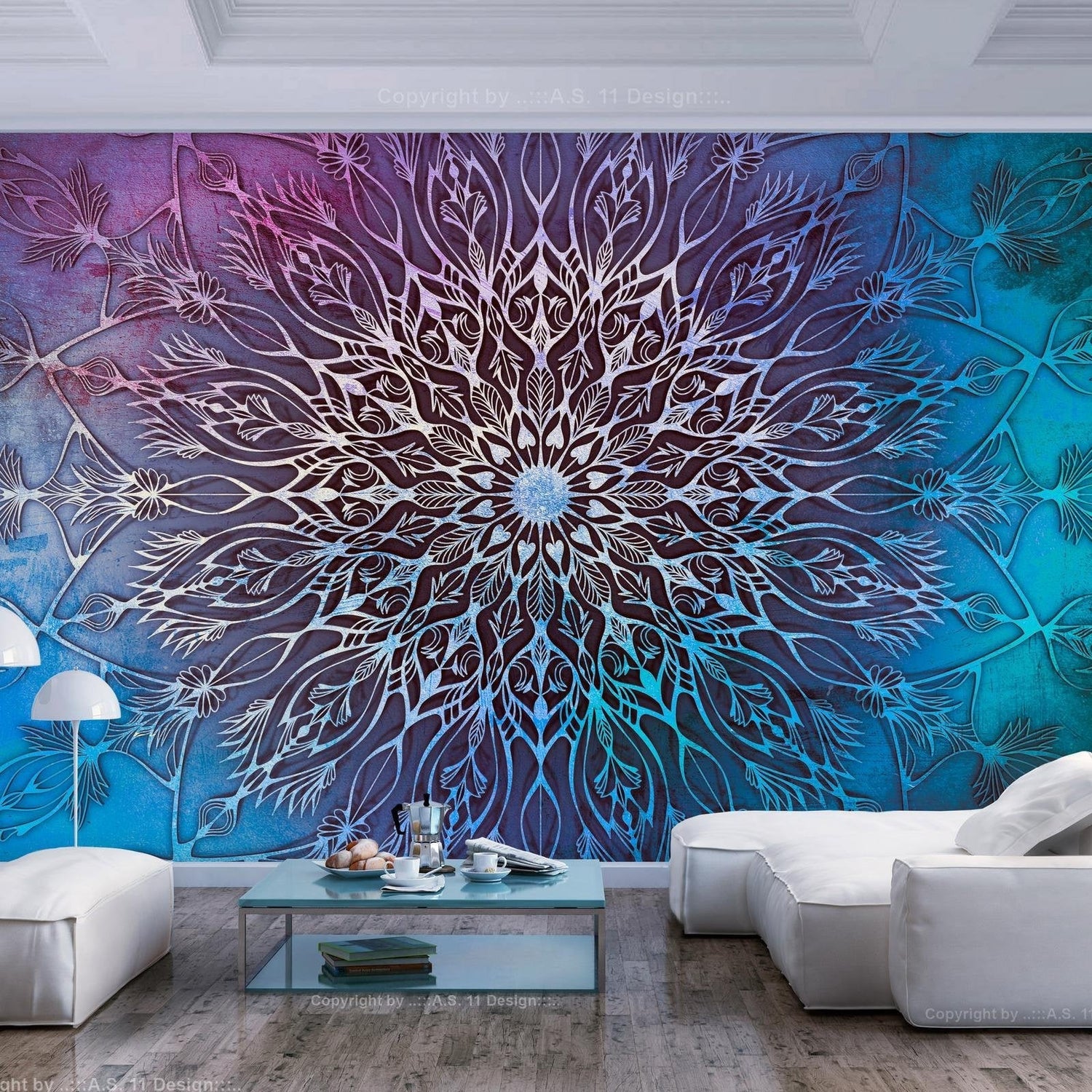 Peel and stick wall mural - Center (Blue)-TipTopHomeDecor