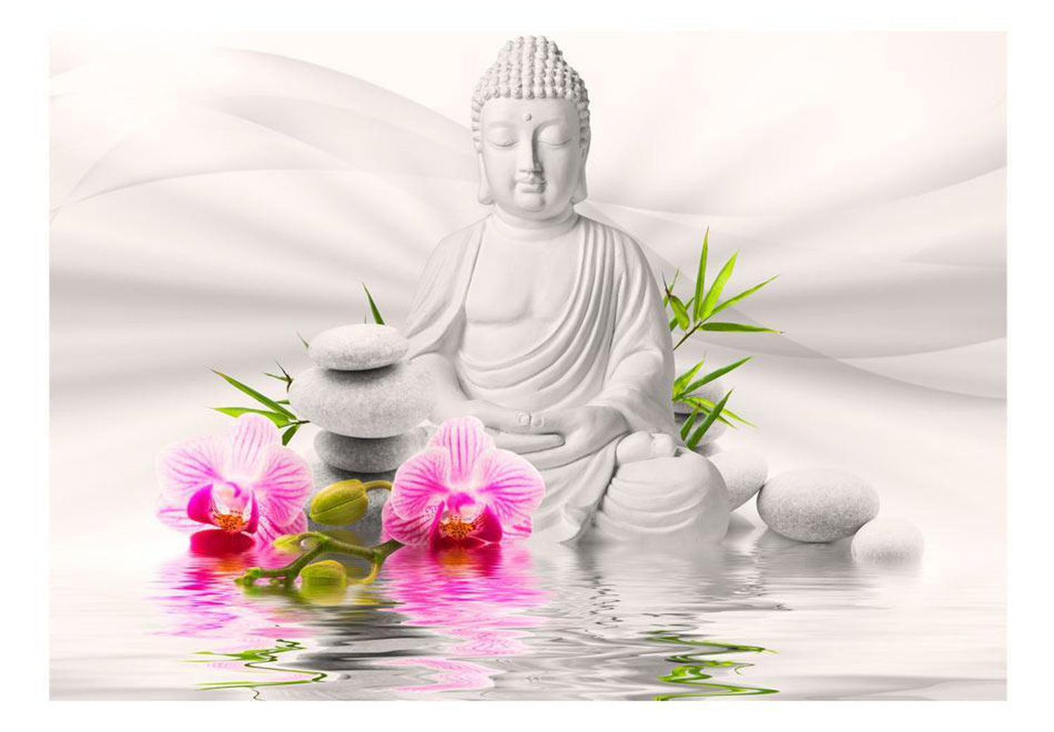 Peel and stick wall mural - Buddha and Orchids-TipTopHomeDecor