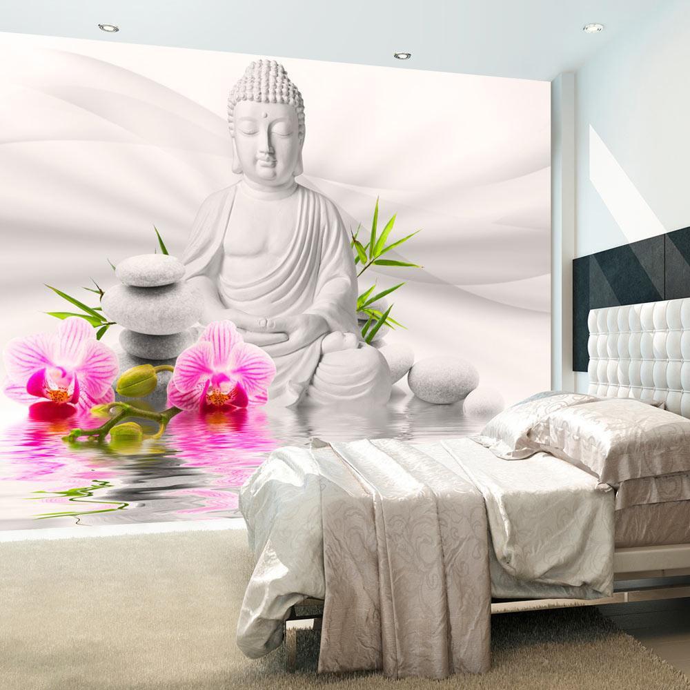Peel and stick wall mural - Buddha and Orchids-TipTopHomeDecor