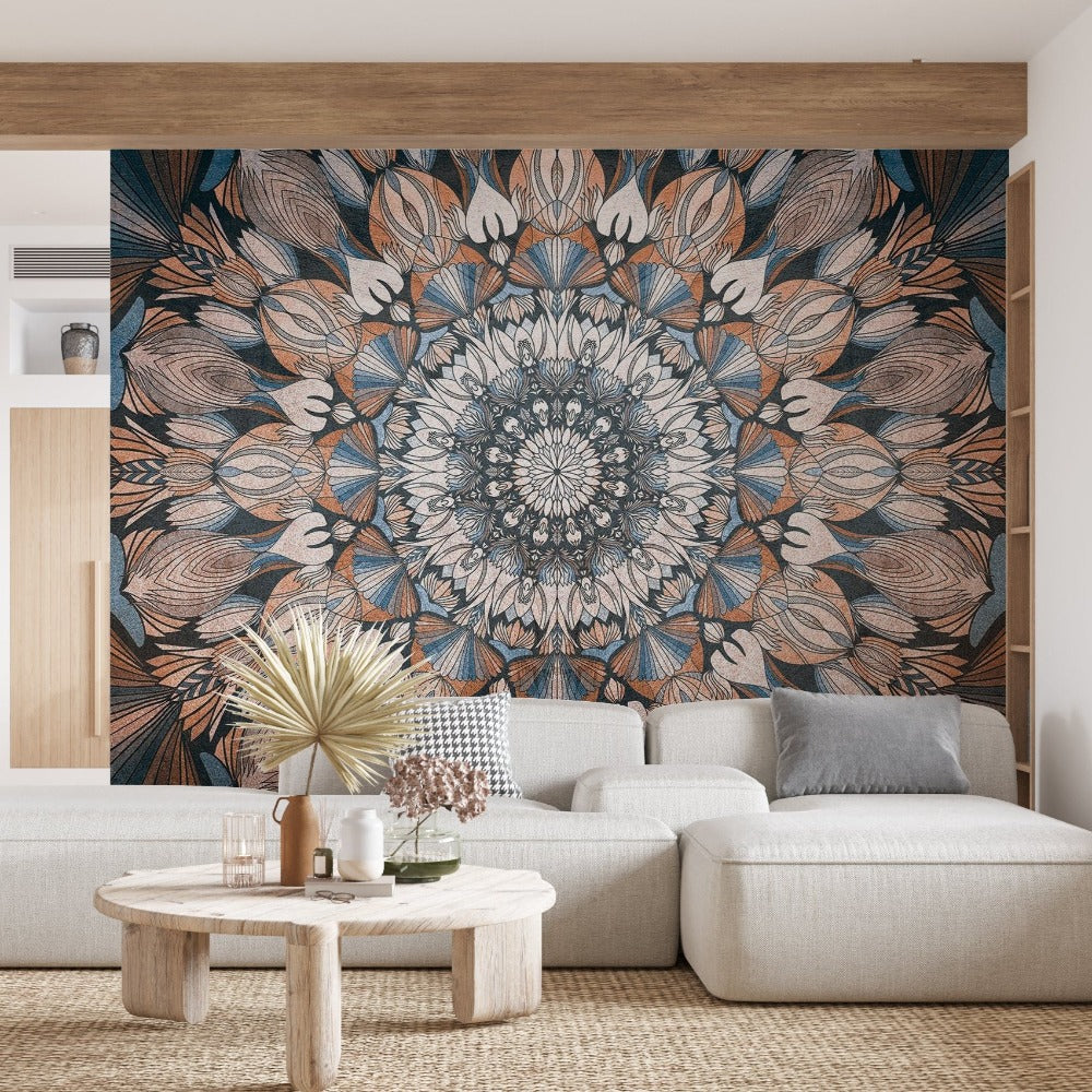 Tiptophomedecor Peel and Stick Zen Wallpaper Wall Mural - Geometric Mandala - Removable Wall Decals-Tiptophomedecor