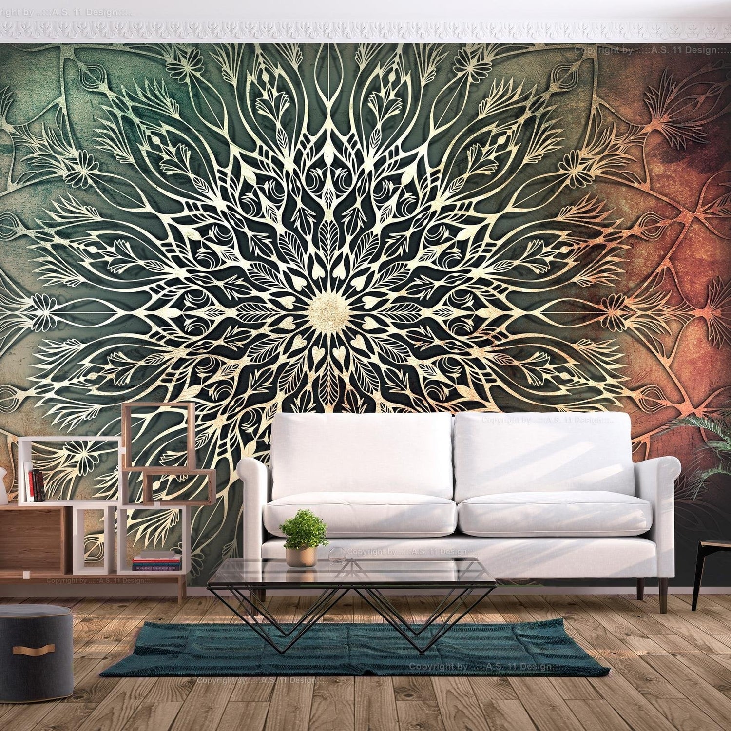 Peel and stick wall mural - Center (Green)-TipTopHomeDecor