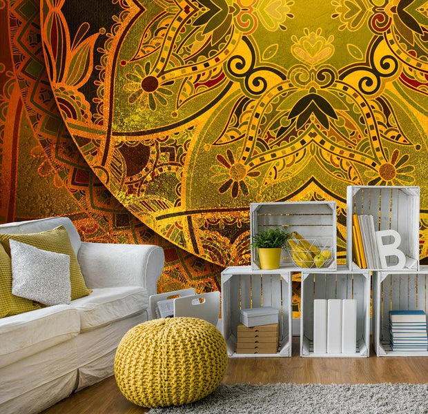 Peel and stick wall mural - Mandala: Golden Poem-TipTopHomeDecor
