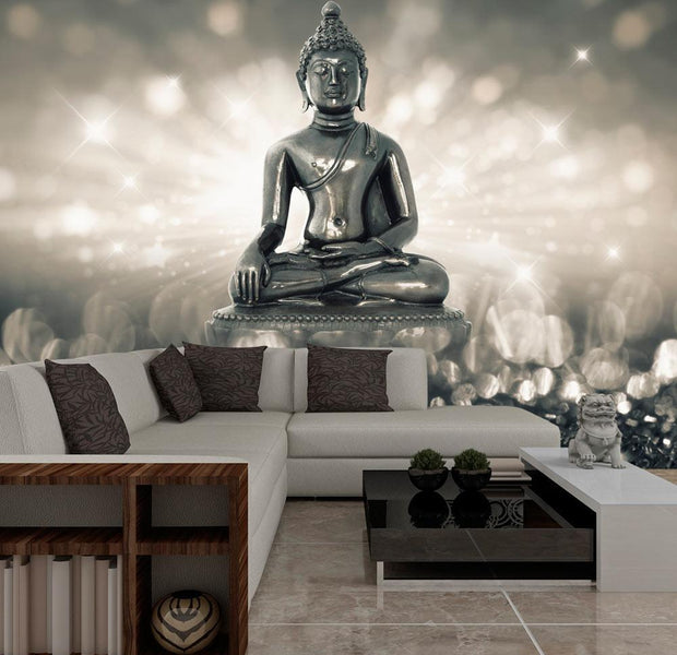 Peel and stick wall mural - Silver Buddha-TipTopHomeDecor