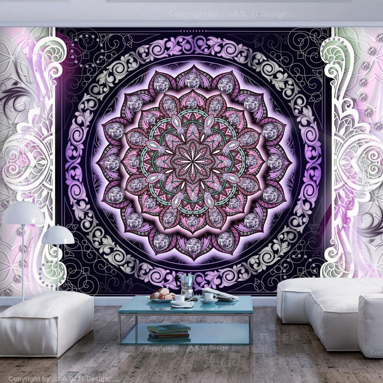 Peel and stick wall mural - Round Stained Glass (Violet)-TipTopHomeDecor