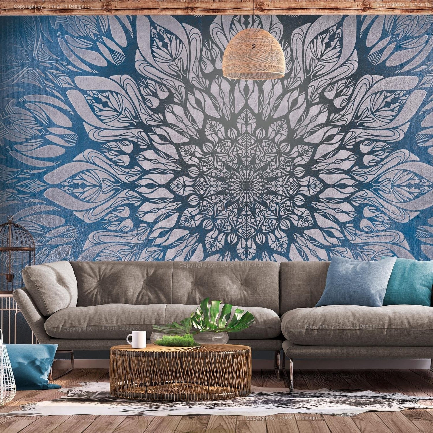 Peel and stick wall mural - Spider Web (Blue)-TipTopHomeDecor