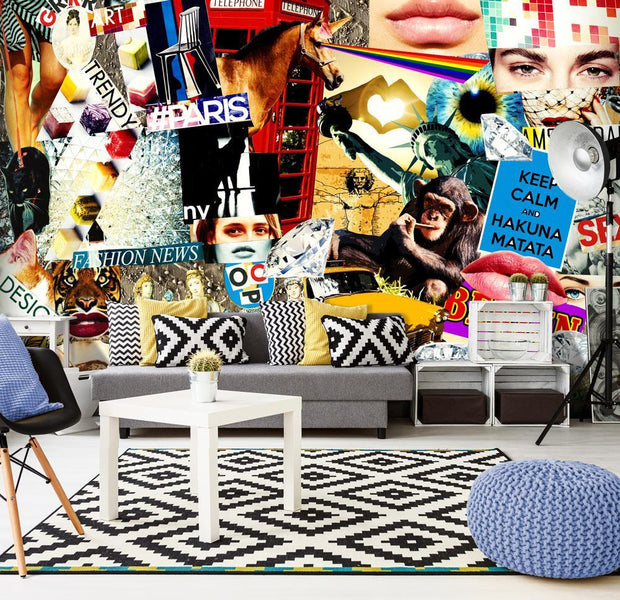 XXL wall mural - Scraps of Modernity-TipTopHomeDecor