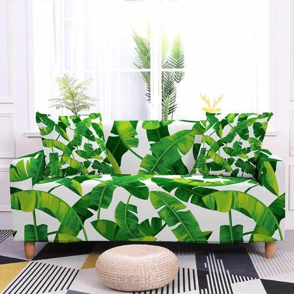 Tropical Botanical Green Leaves Sofa Covers-TipTopHomeDecor