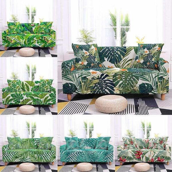 Tropical Botanical Green Leaves Sofa Covers-TipTopHomeDecor