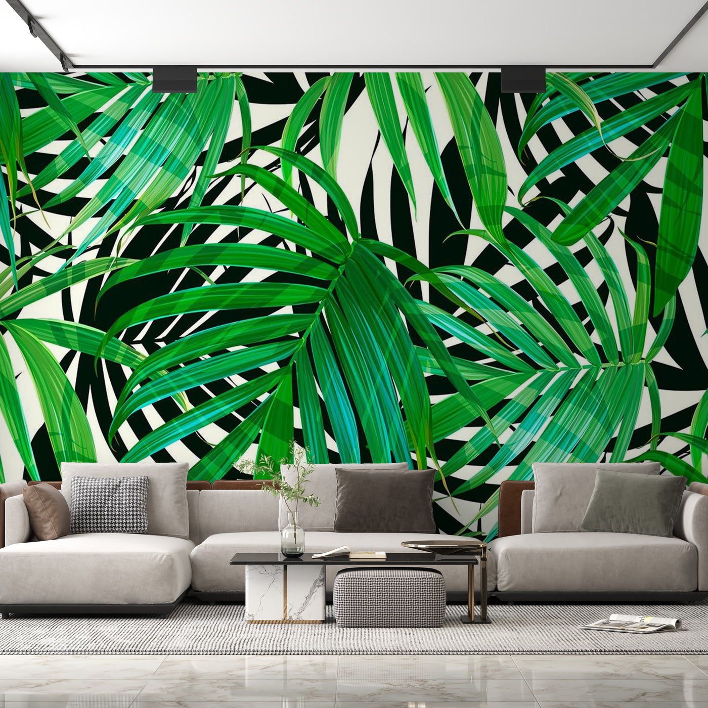 Peel & Stick Botanical Wall Mural - Tropical Leaves - Removable Wall Decals