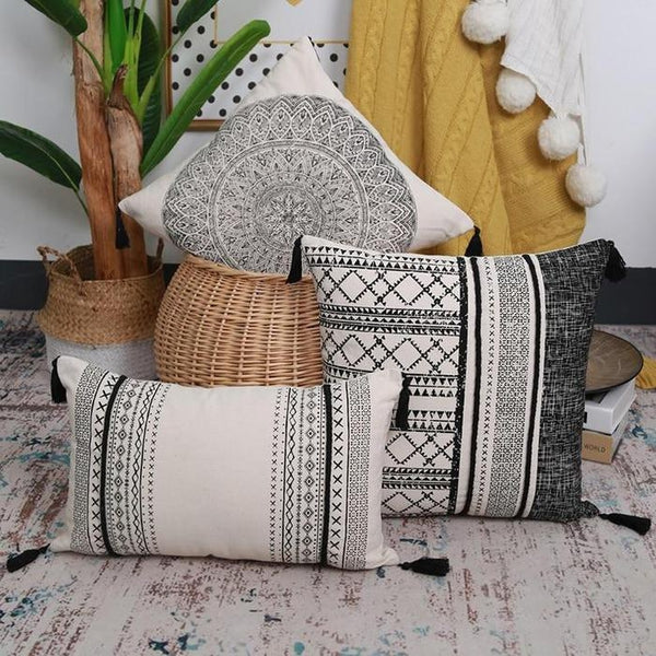 Vintage Black Beige Scandinavian Cushion Covers-TipTopHomeDecor