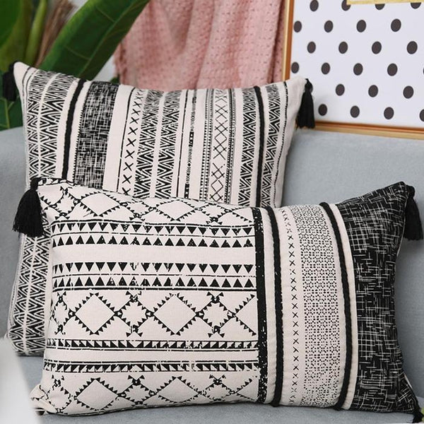 Vintage Black Beige Scandinavian Cushion Covers-TipTopHomeDecor