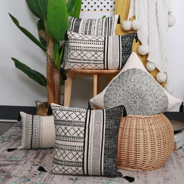 Vintage Black Beige Scandinavian Cushion Covers-TipTopHomeDecor