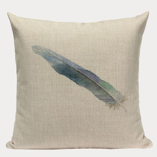 Watercolor Hand Painted Colored Feathers Sofa Cushion Covers-Tiptophomedecor