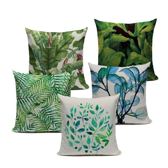 Watercolor Leaves Botanical Green Plant Cushion Covers-TipTopHomeDecor