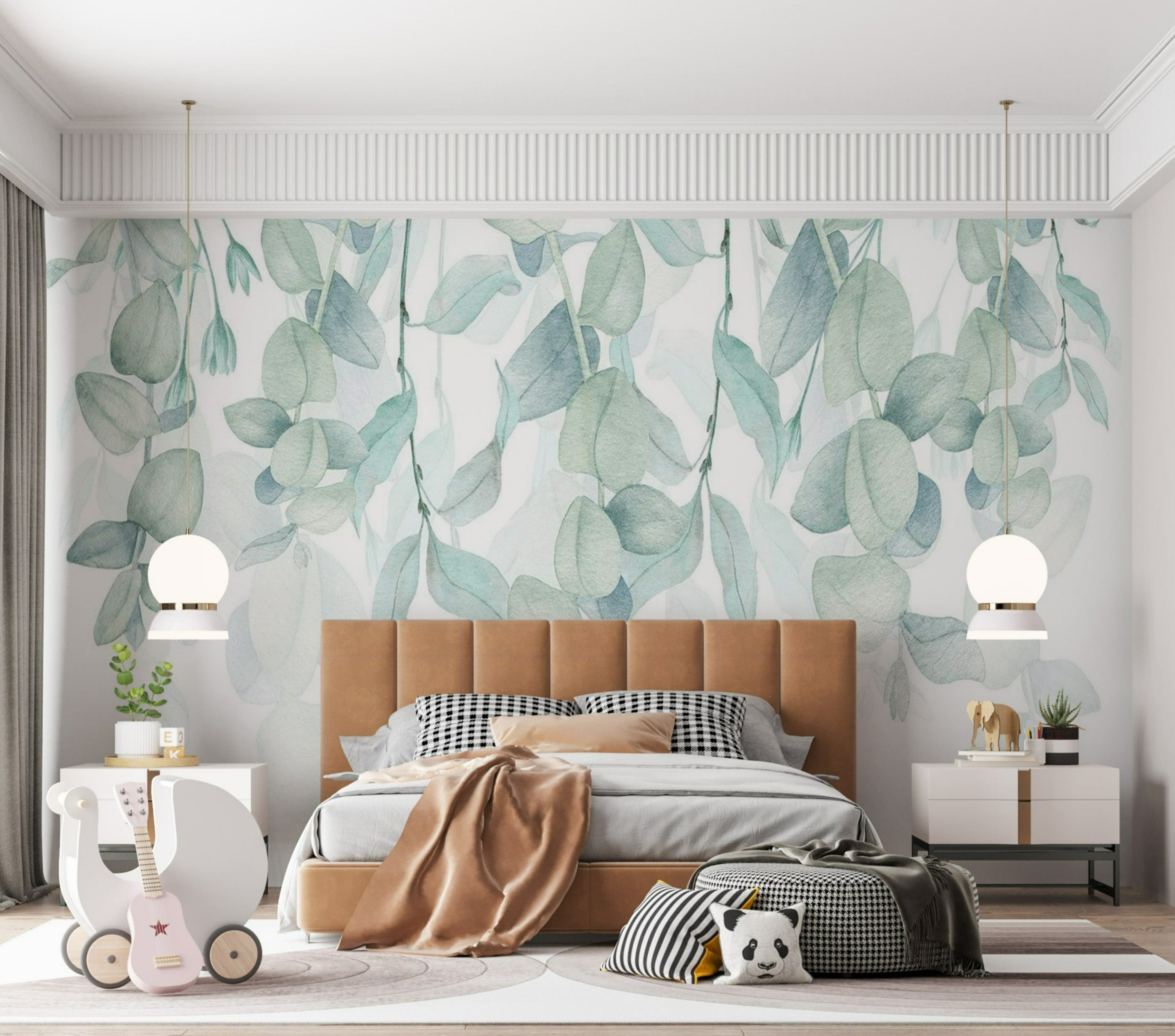 Peel & Stick Botanical Wall Mural - Pastel Flora - Removable Wall Decals