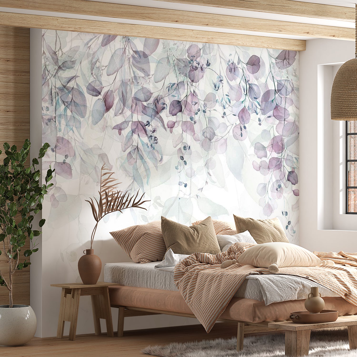 Peel & Stick Botanical Wall Mural - Pastel Gentle Touch Of Nature - Removable Wall Decals