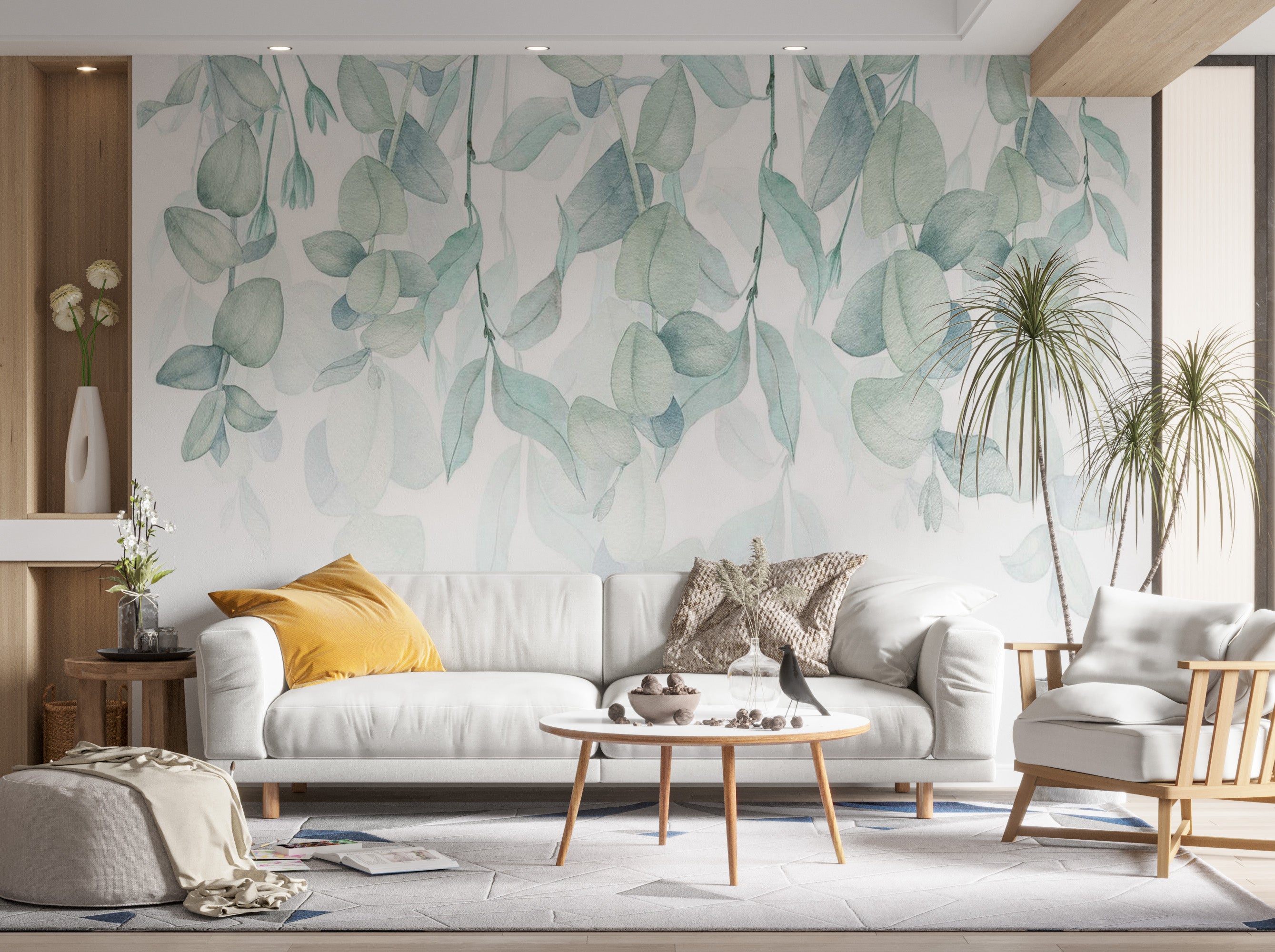 Peel & Stick Botanical Wall Mural - Pastel Flora - Removable Wall Decals