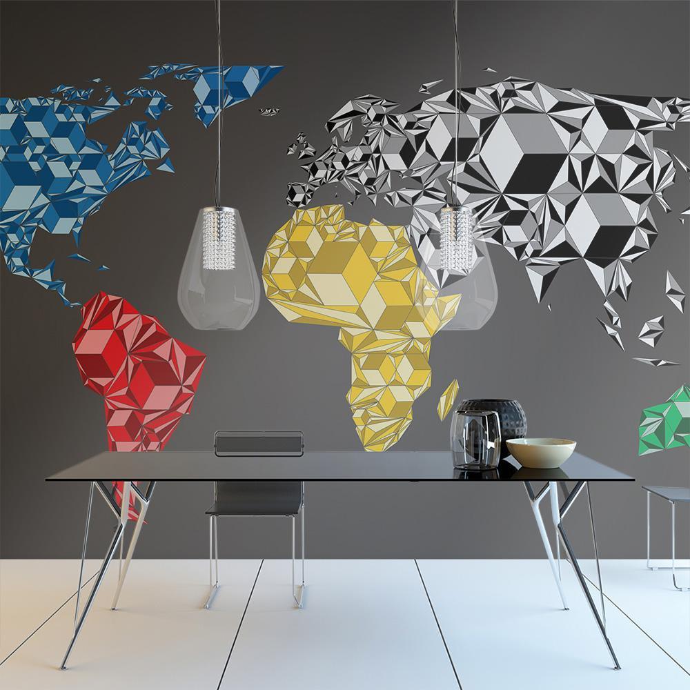 Wall mural - Map of the World - colorful solids-TipTopHomeDecor
