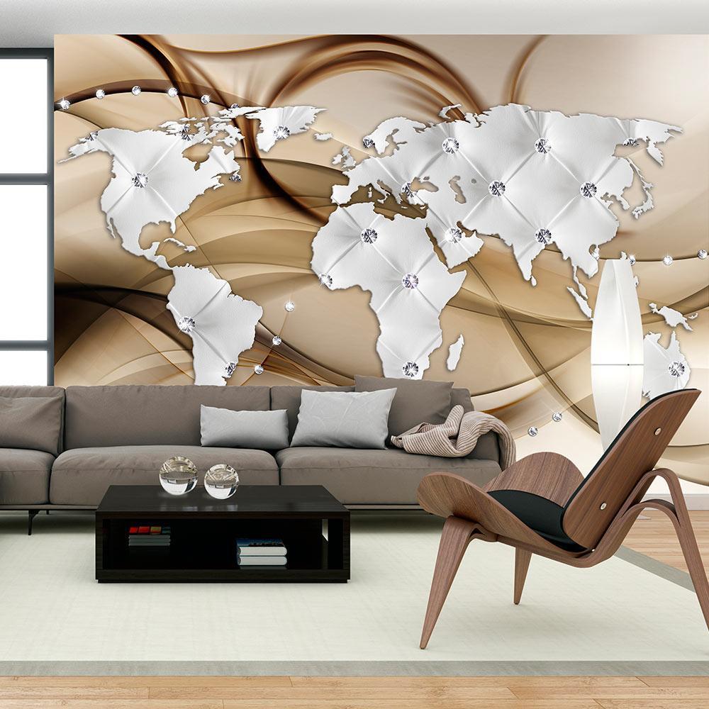 Wall mural - World Map - White & Diamonds-TipTopHomeDecor