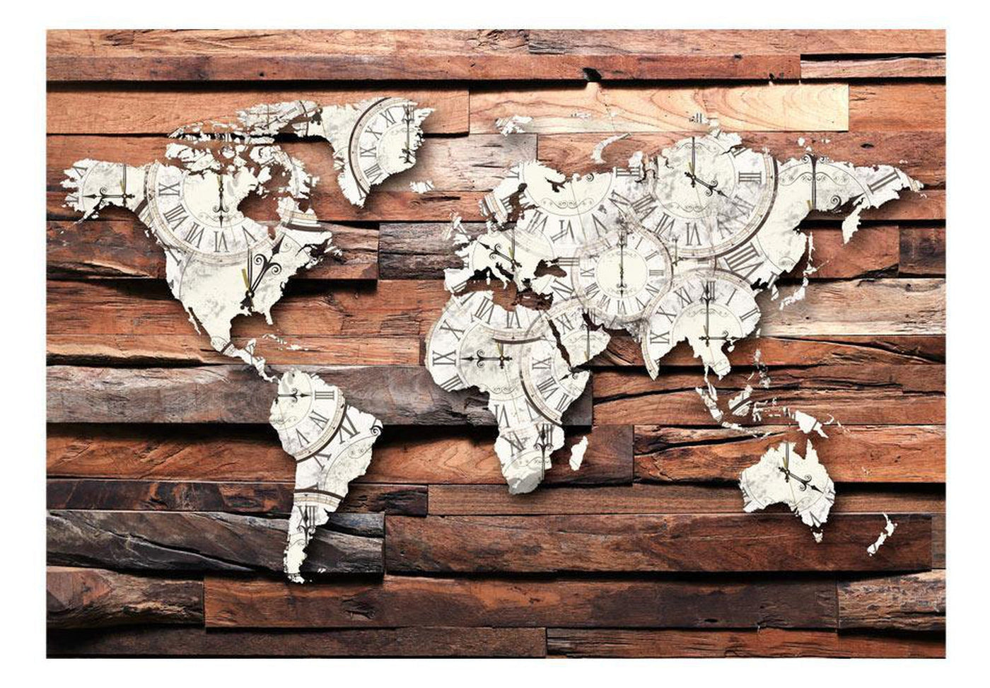 Wall mural - Map On Wood-TipTopHomeDecor