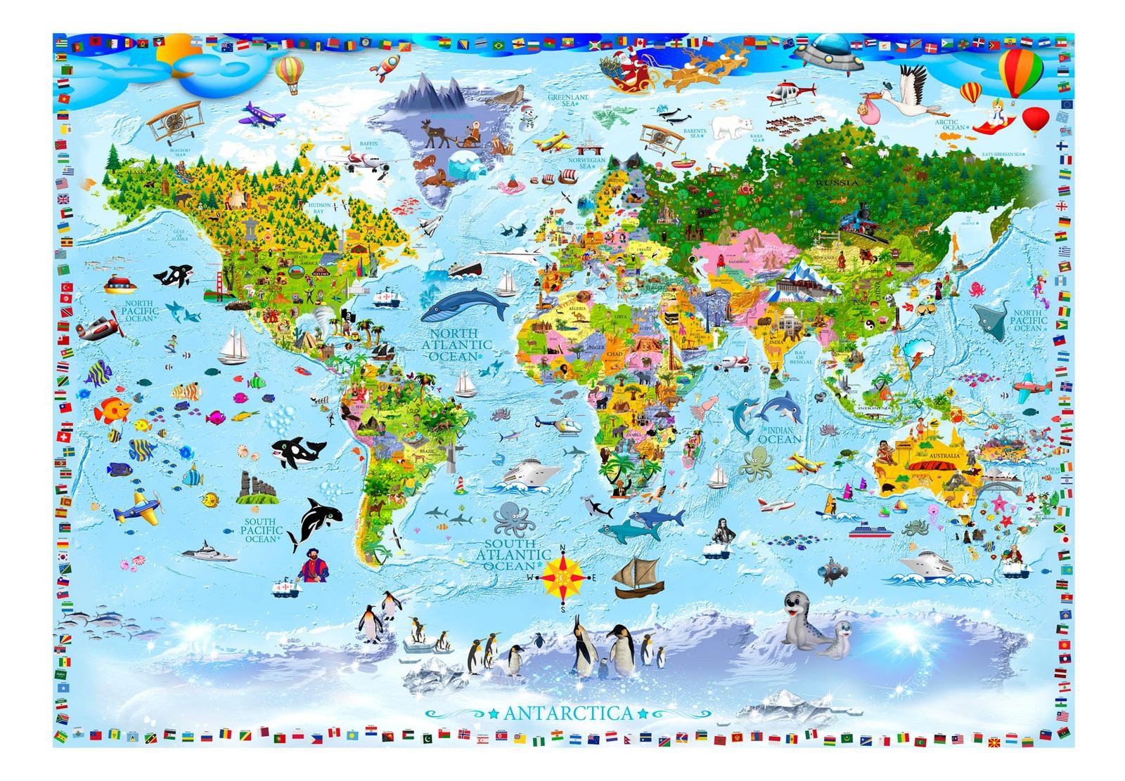 Wall mural - World Map for Kids-TipTopHomeDecor