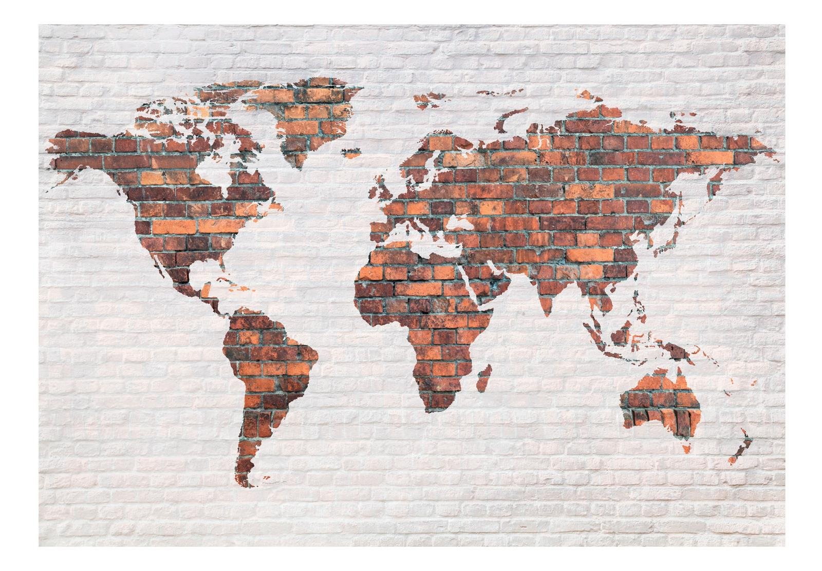 Wall mural - World Map: Brick Wall-TipTopHomeDecor