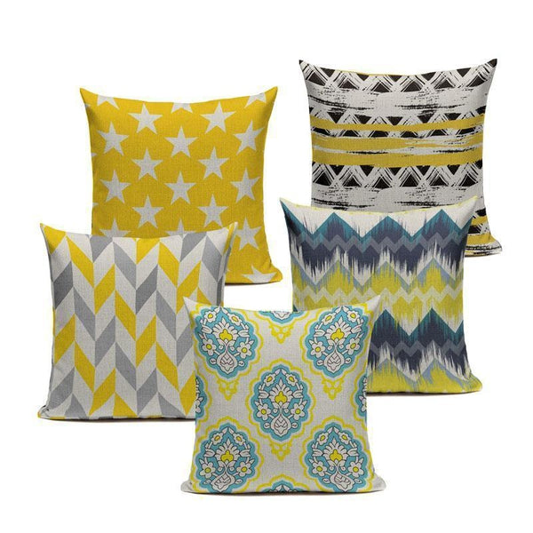 Yellow Grey Blue Geometric Nordic Throw Pillow Cases Cushion Covers-Tiptophomedecor