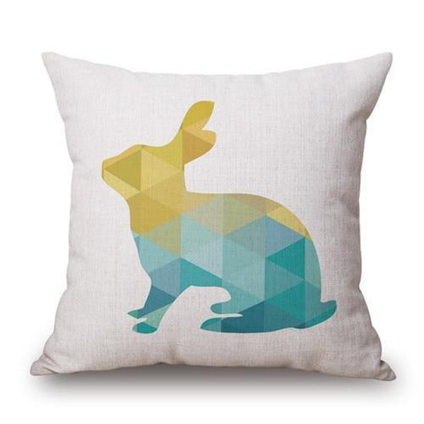 Yellow Turquoise Geometric Nordic Animals Pillow Cases-Tiptophomedecor
