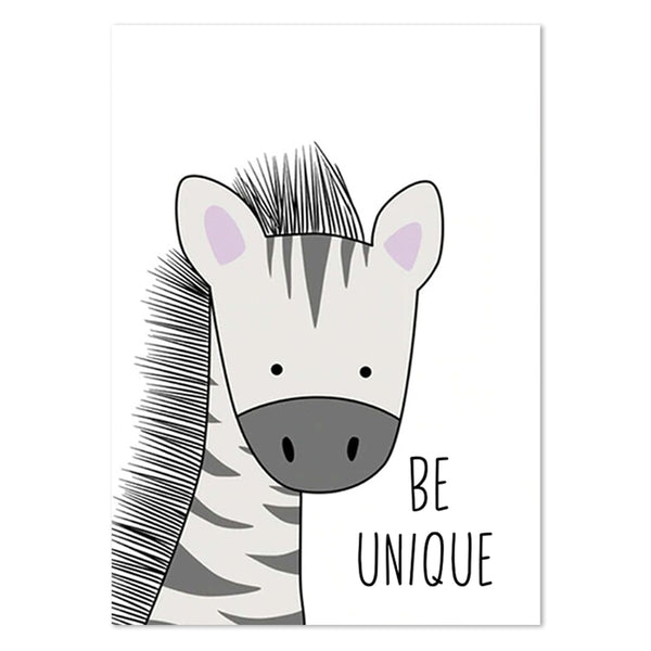 Be Brave Animal Cartoon Nursery Wall Art Prints