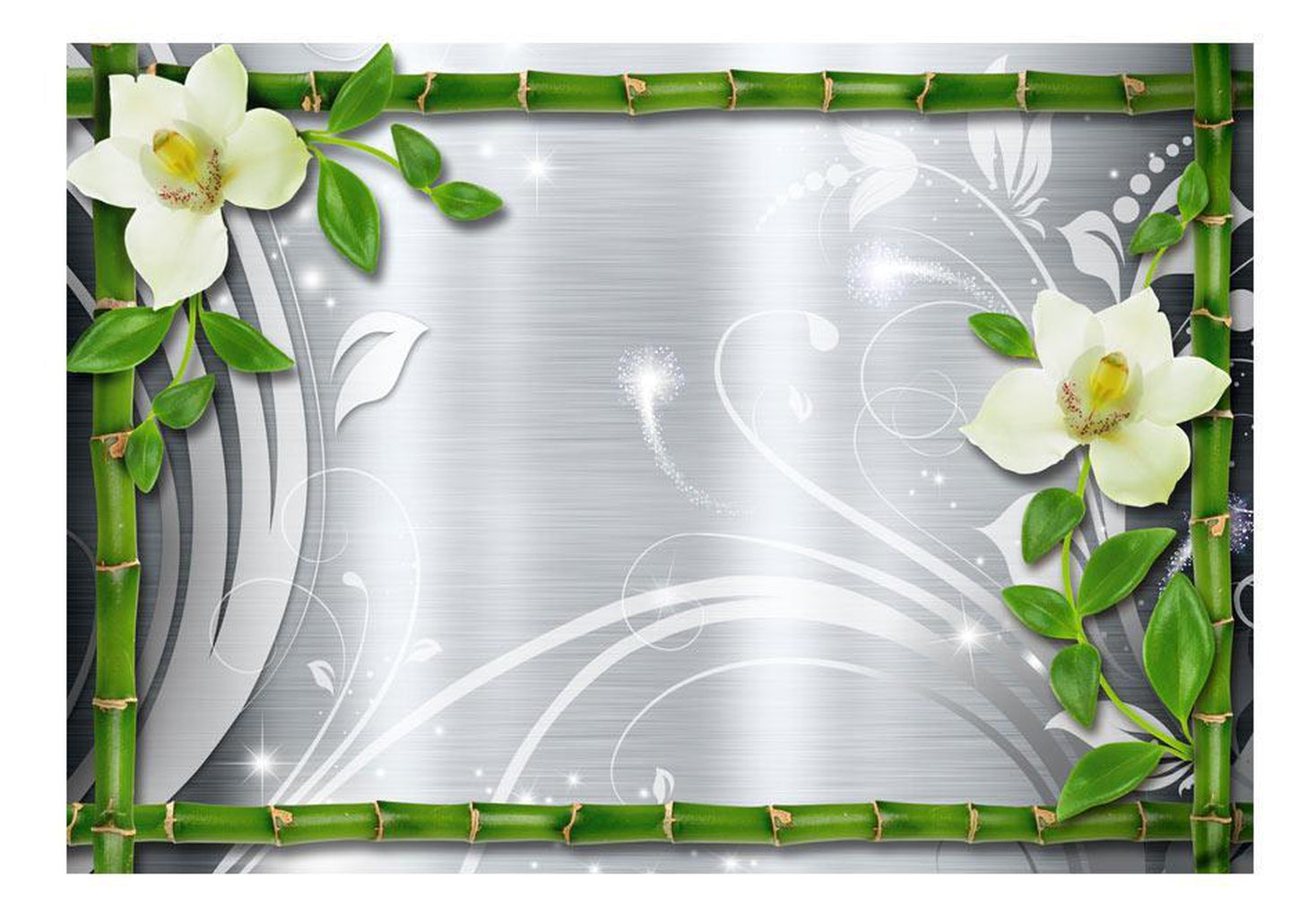 Wall mural - Bamboo and two orchids-TipTopHomeDecor