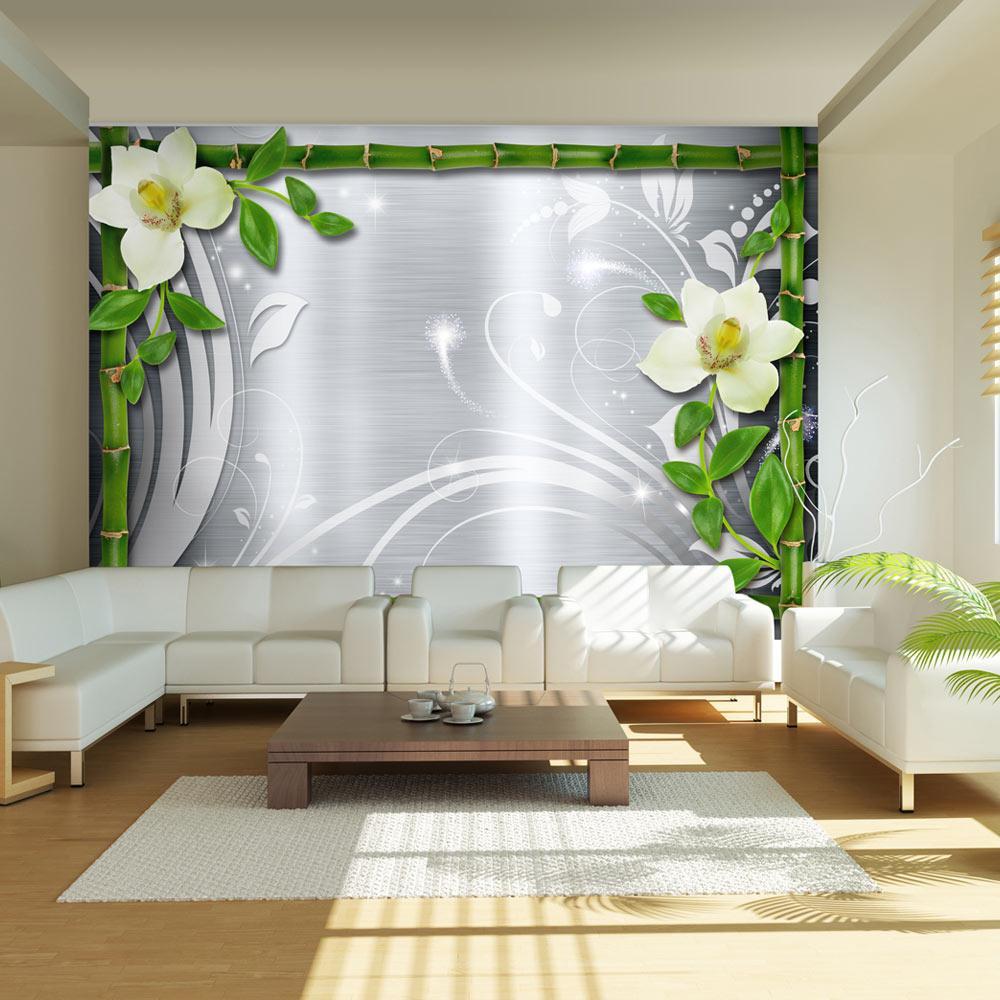 Wall mural - Bamboo and two orchids-TipTopHomeDecor